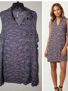 RVCA | Space Dye Sleeveless Shift Dress Side Cutouts Lagenlook Boho Festival L